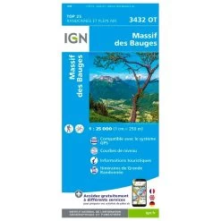 Mapa IGN 3432OT Massif Des Bauges