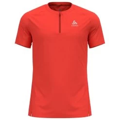 Camiseta De Trail Odlo Axalp Trail T'Shirt S/S 1/2 Zip Firelight