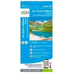 Mapa IGN 3534OT Les Trois Vallées, Modane, Parc National De La Vanoise