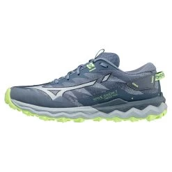 Botas De Trail Mizuno Wave Daichi 7 Wmn Vintage Indigo Subdued Blue Neo Lime