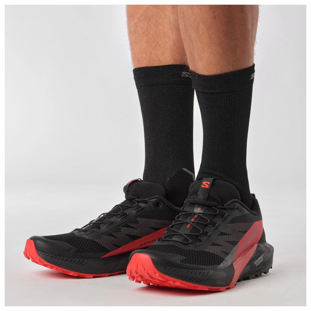 Botas De Trail Salomon Sense Ride 5 Black Fiery Red Black 10 Botas De Trail Salomon Sense Ride 5 Black Fiery Red Black - Imagen 8